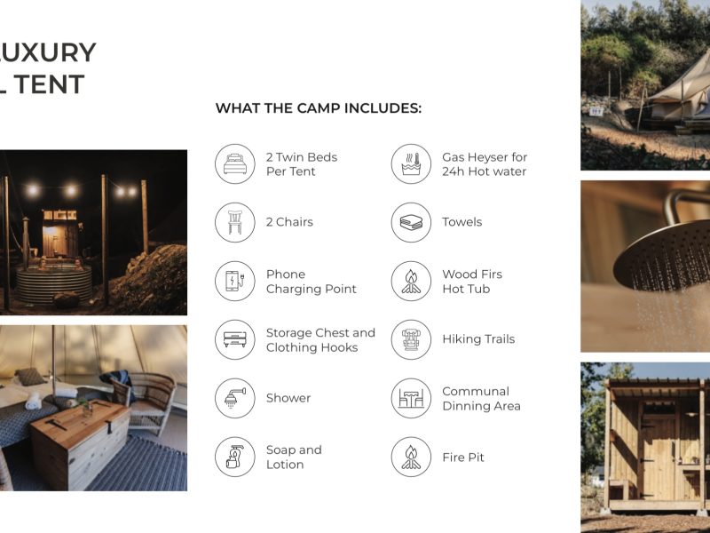 5M Luxury Bell Tent features sheet for De Stilte Tulbagh