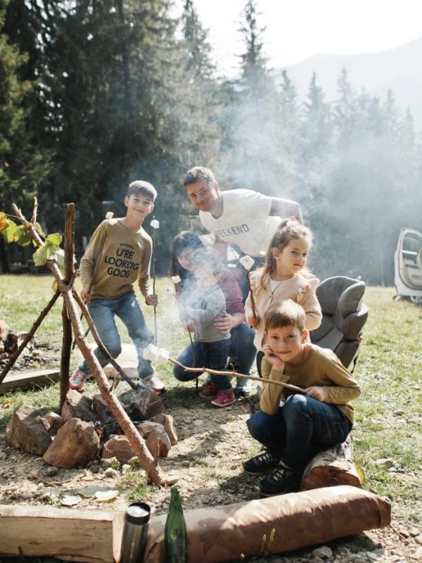 Family Adventure Camp at De Stilte Tulbagh around a campfire